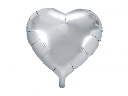 Folieballong Hjerte 45cm Sølv