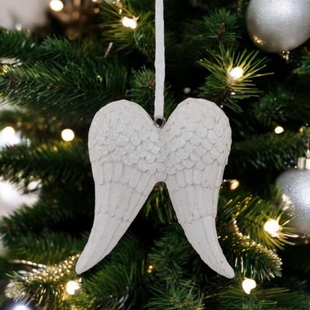 Englevinger hvit m/sølvglitter 7x8cm