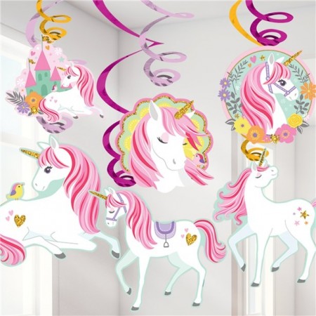 Magical Unicorn Hanging Swirls 12stk