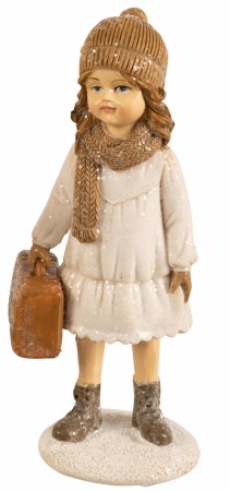 Barn vinter m/koffert beige/brun 12cm