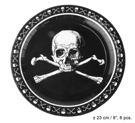 Pirat Skull Tallerken 8stk 23cm