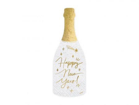 Serviett Champagne Happy new year 7x19cm 20stk