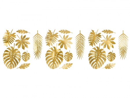 Dekorasjoner AlohaTropical løvblader gull 21stk