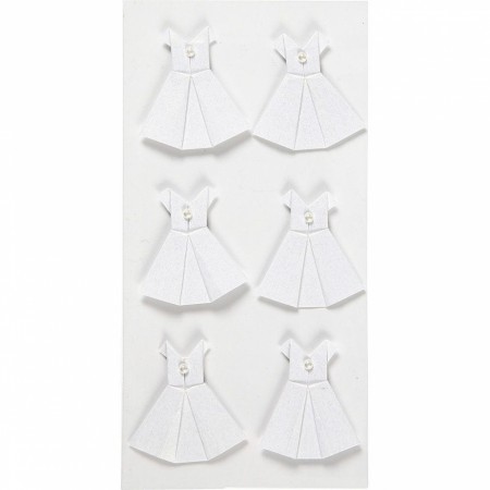 Stickers kjole 3,5x3,1cm hvit 6stk