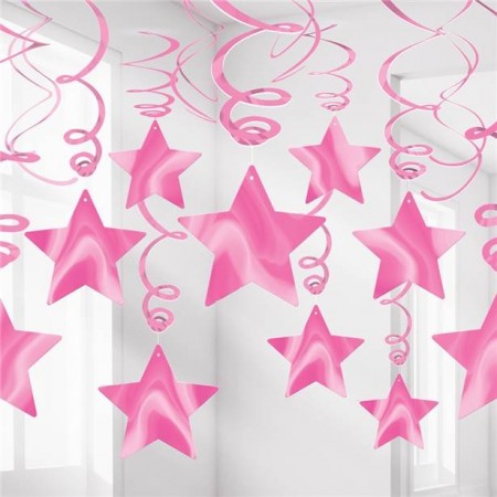 Hengende Stjerner 30 stk Pink