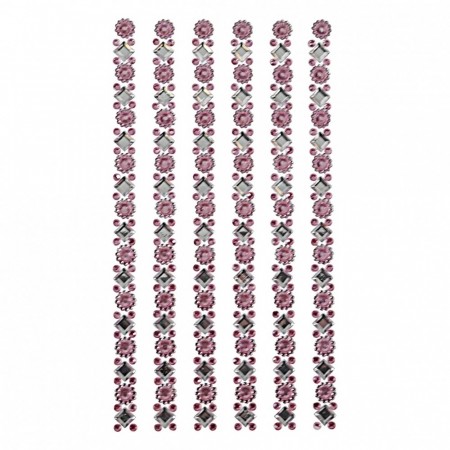 Strass stickers blomst/diamant rosa/klar 15x1cm