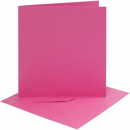 Kort og konvolutter 15,2x15,2cm/16x16cm 4sett Pink