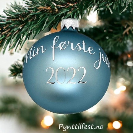 Julekule Min første jul med personlig navn og årstall BlueDawn Med gaveeske
